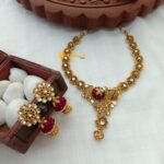 Antique Floral Kundan Short Neck Set
