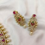 AD Ruby and Green With Pearl Short Neck Set - Image 2