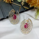 Zircon Grid Thilak Earrings Screw Back - Image 4