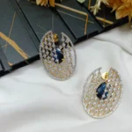 Zircon Grid Thilak Earrings Screw Back - Image 3