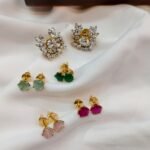 Zircon Interchangable Floral Earrings Screw Back