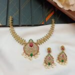 Victorian AD Thilak Peacock Hasli Short Neck Set