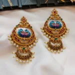 Peacock Meenakari Chandbali Earrings