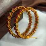 Matt Gold Bangles R&G Thilagam Stones - Image 2