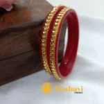 Rajasthani Bangles Red With Gold - Image 3