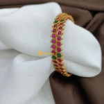 Kundan Ruby Green Bangles - Image 2