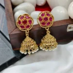 Gold Tone Ruby Stone Jhumka