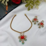 Victorian Coral Peacock Short Neck Set