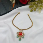 Victorian Coral Peacock Short Neck Set - Image 3