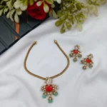 Victorian Coral Peacock Short Neck Set