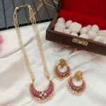 Crescent Peandant with 3 Layer Pearl Mala Short Ne