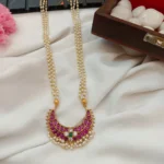 Crescent Peandant with 3 Layer Pearl Mala Short Ne - Image 3