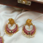 Crescent Peandant with 3 Layer Pearl Mala Short Ne - Image 2