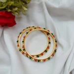 Coral Pearl and Green Beads Bangles 2s - Image 3