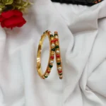 Coral Pearl and Green Beads Bangles 2s