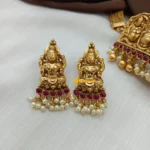 Antique Lakshmi Kemp Stone Pearl Choker With Earri - Image 3