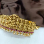Antique Lakshmi Kemp Stone Pearl Choker With Earri - Image 2