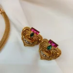 Designer Pendant Mesh Chain Short Neck Set - Image 2