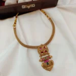 Designer Pendant Mesh Chain Short Neck Set - Image 3