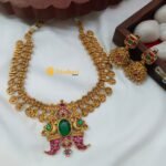 Lakshmi Coin with Peacock Short Neck Set