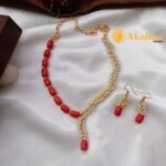 Coral and Pearl Combo Short Neck Set