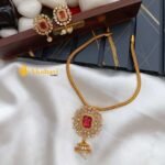 Cubic Pendant with Mesh Chain Short Neck Set