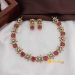 Floral Oval Stone Short Neck Set