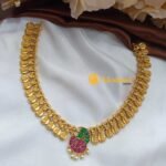 Lakshmi Coin with Kemp Stone Pendant Short Neck Se - Image 2